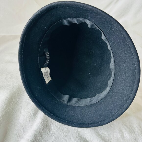 Memar Italy Black Wool Cloche Hat Flower Gray Cabochon Stone Brown Twisted Band - Picture 8 of 10